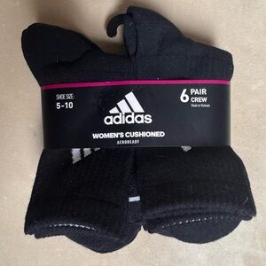 Adidas Women's Black Cushioned Crew Socks - 6 Pack